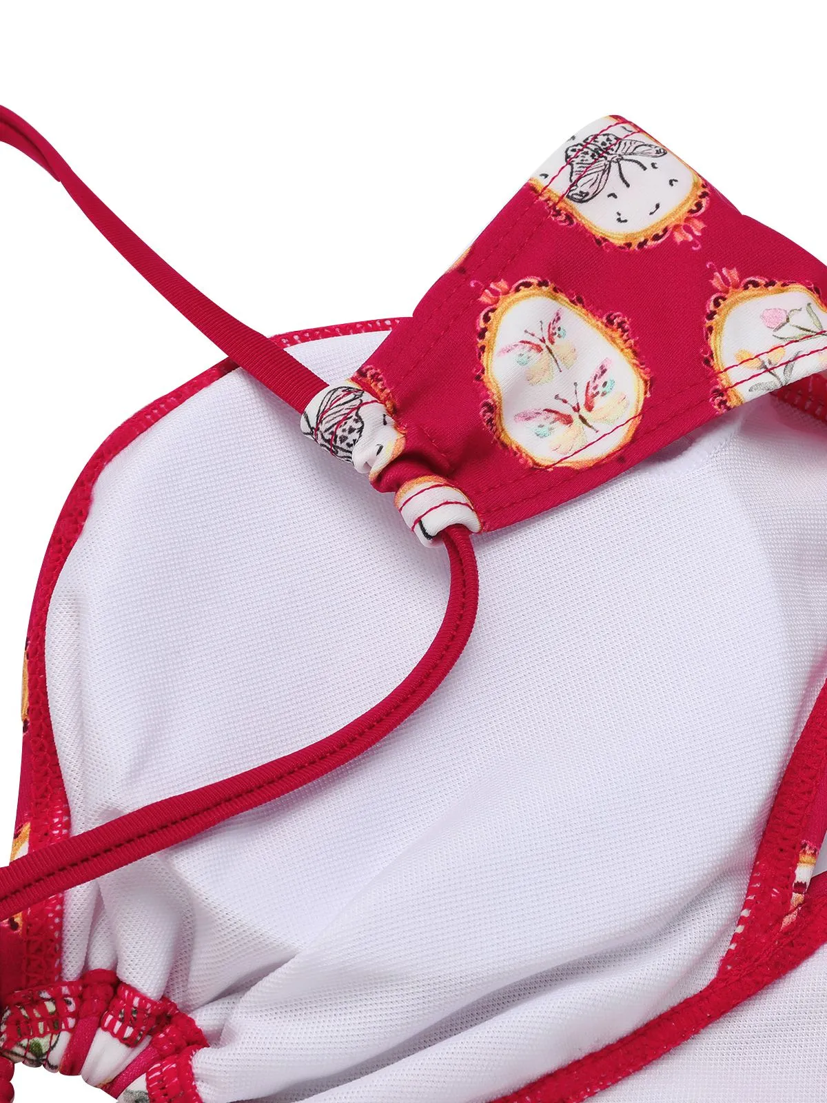 Red 1950s Strap Floral One-piece Swimsuit