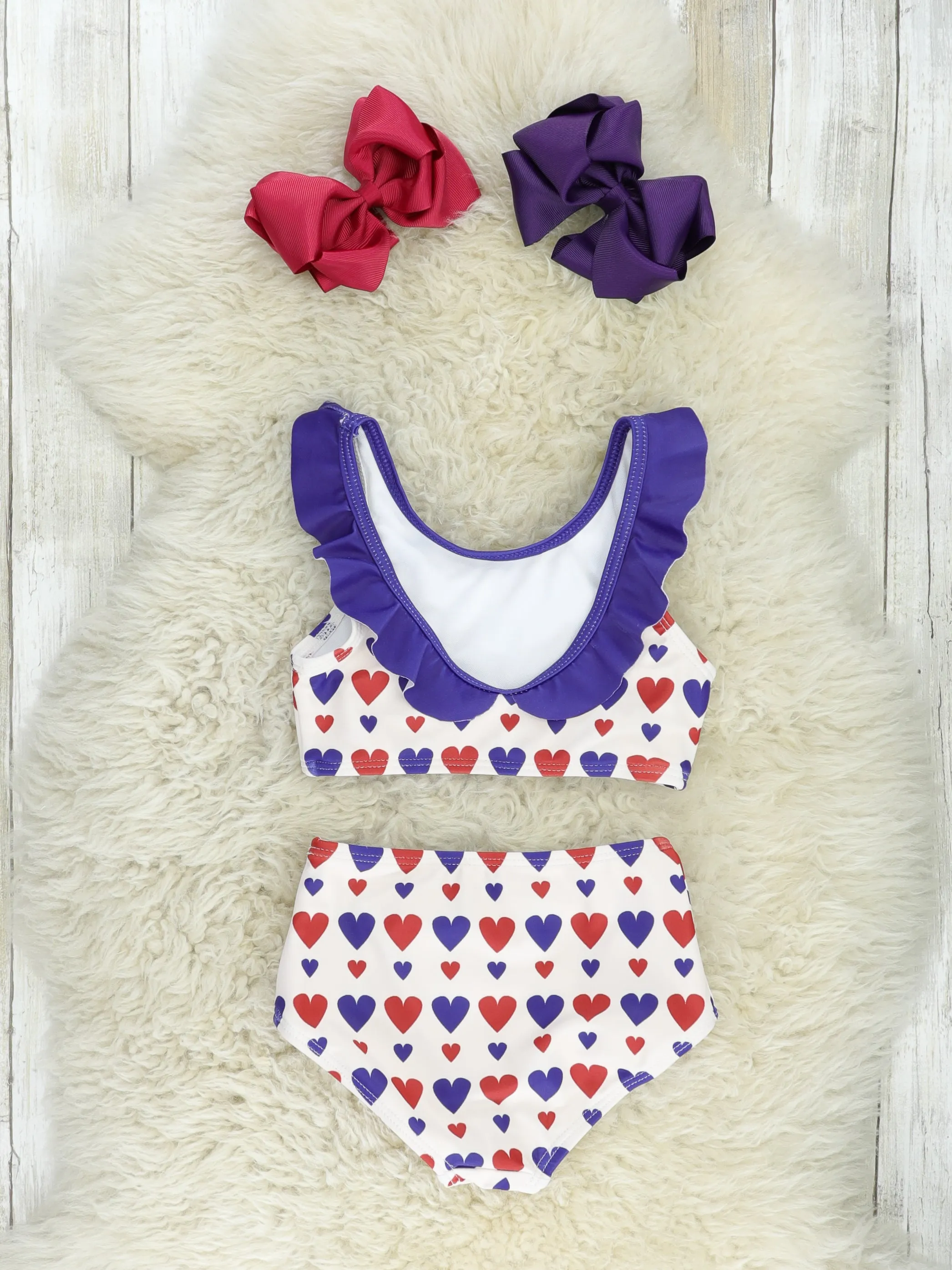 Red & Navy Heart Two-Piece Swimsuit