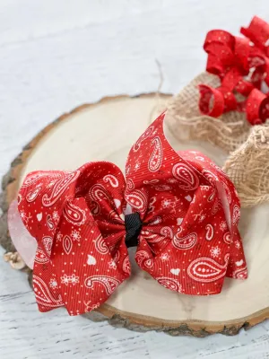 Red Bandana Print Texas Size Knot Hair Bow