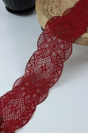 Red Dahlia 3" Wide Stretch Lace
