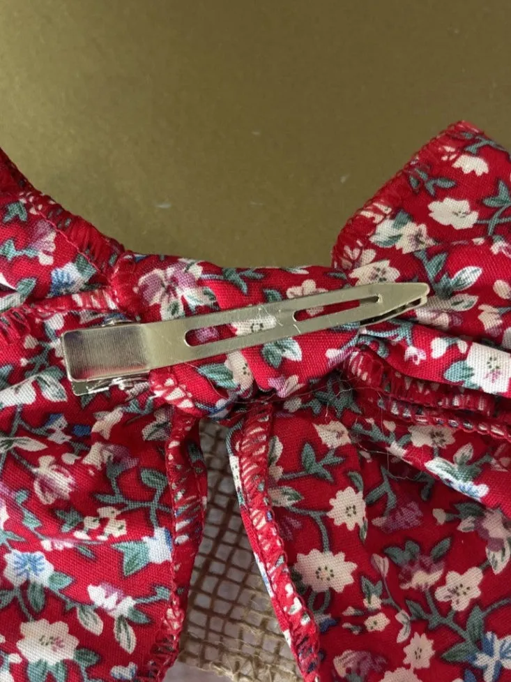 Red Floral Hand Tied Bow