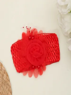 Red Ruffle Flower Infant Headbands