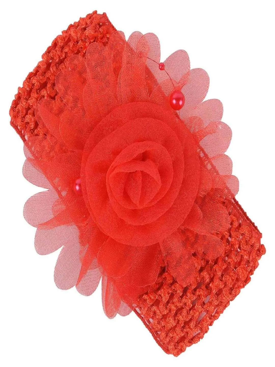 Red Ruffle Flower Infant Headbands