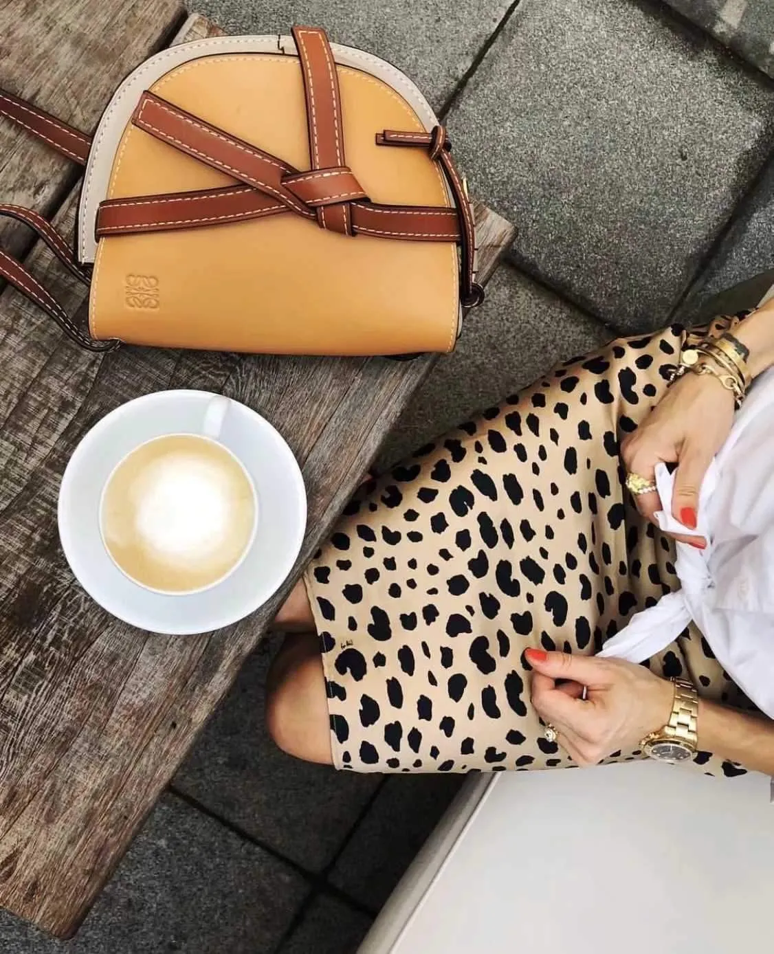 Retro Elastic Band  High Waisted Leopard Print Midi Skirt
