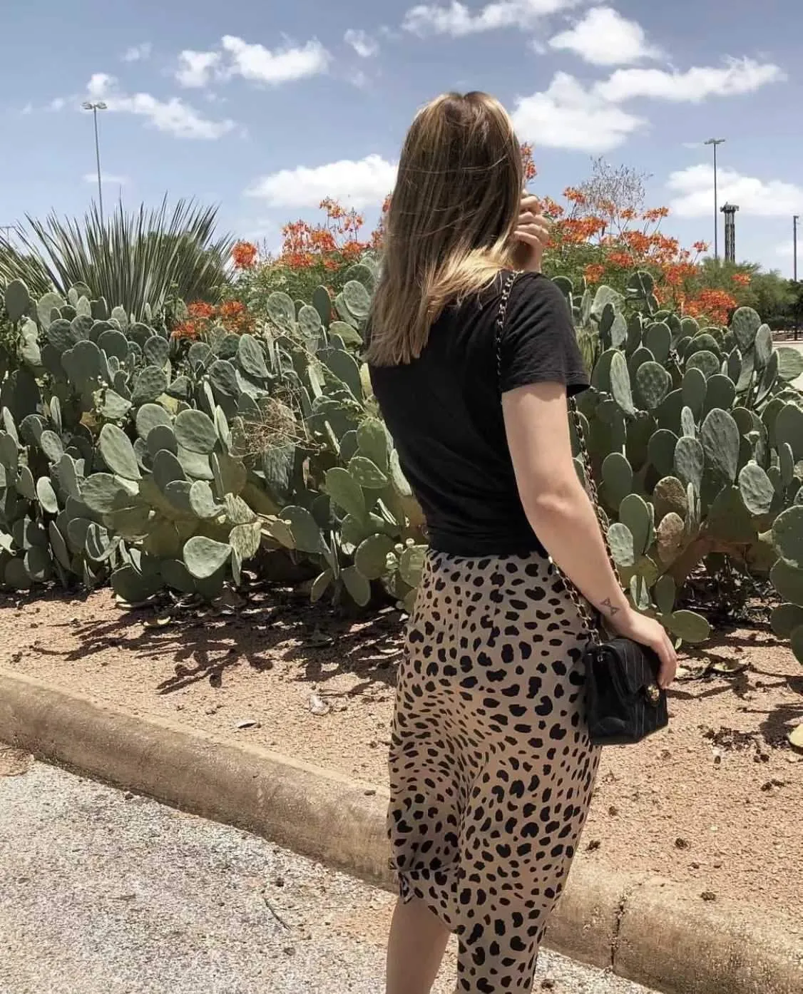 Retro Elastic Band  High Waisted Leopard Print Midi Skirt