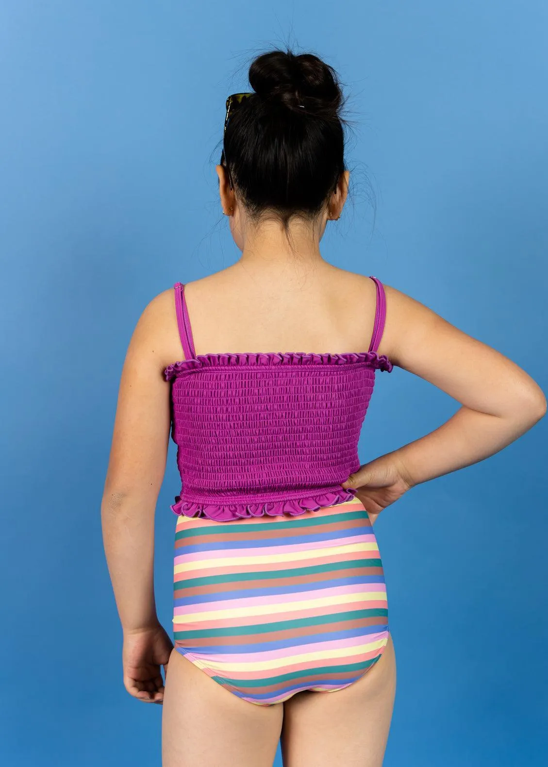 Retro Stripe | Youth Down in Front Ruffle Bottoms