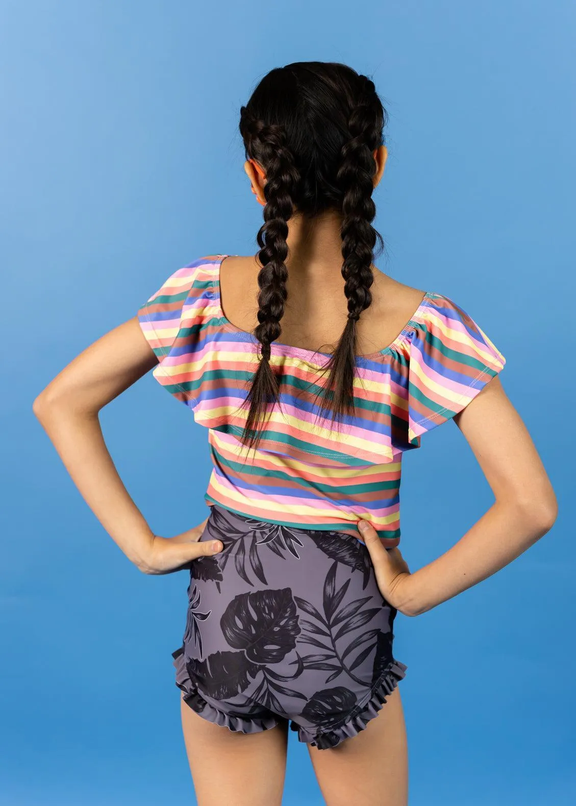 Retro Stripe | Youth Ruffled Around Top