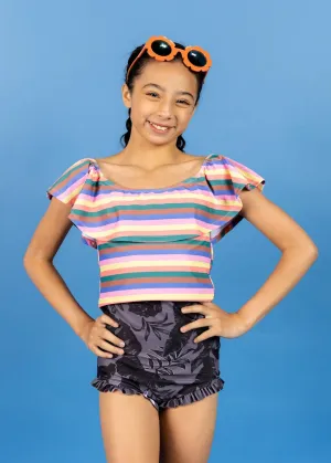 Retro Stripe | Youth Ruffled Around Top