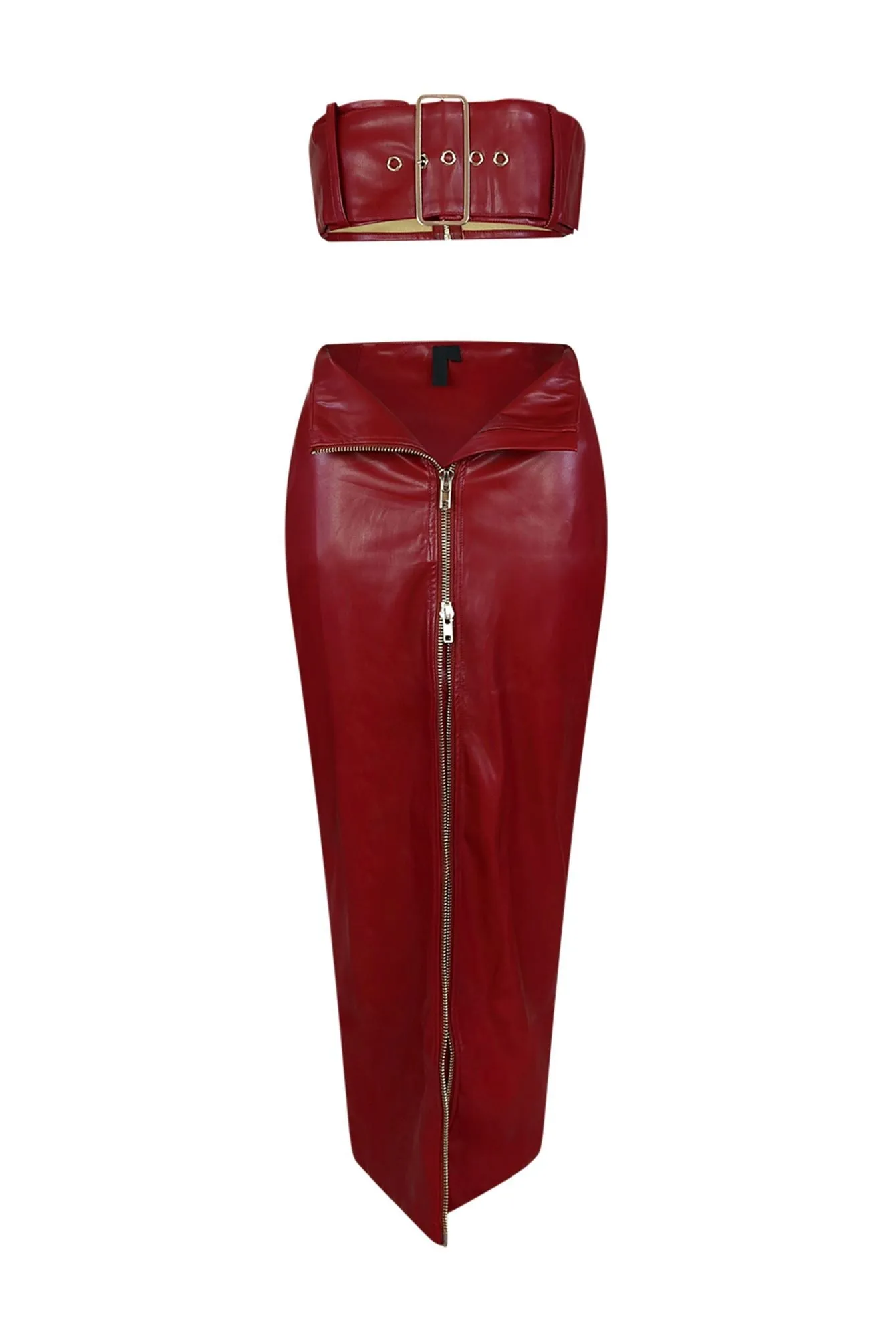 Revenge Faux Leather Tube Top & Skirt SET