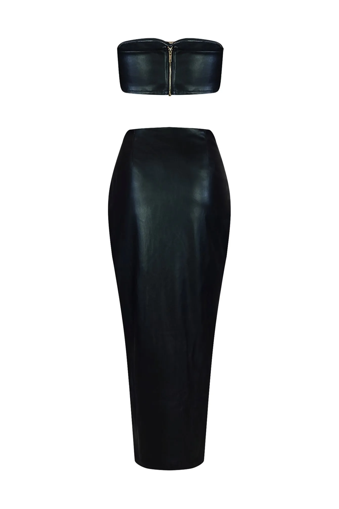 Revenge Faux Leather Tube Top & Skirt SET