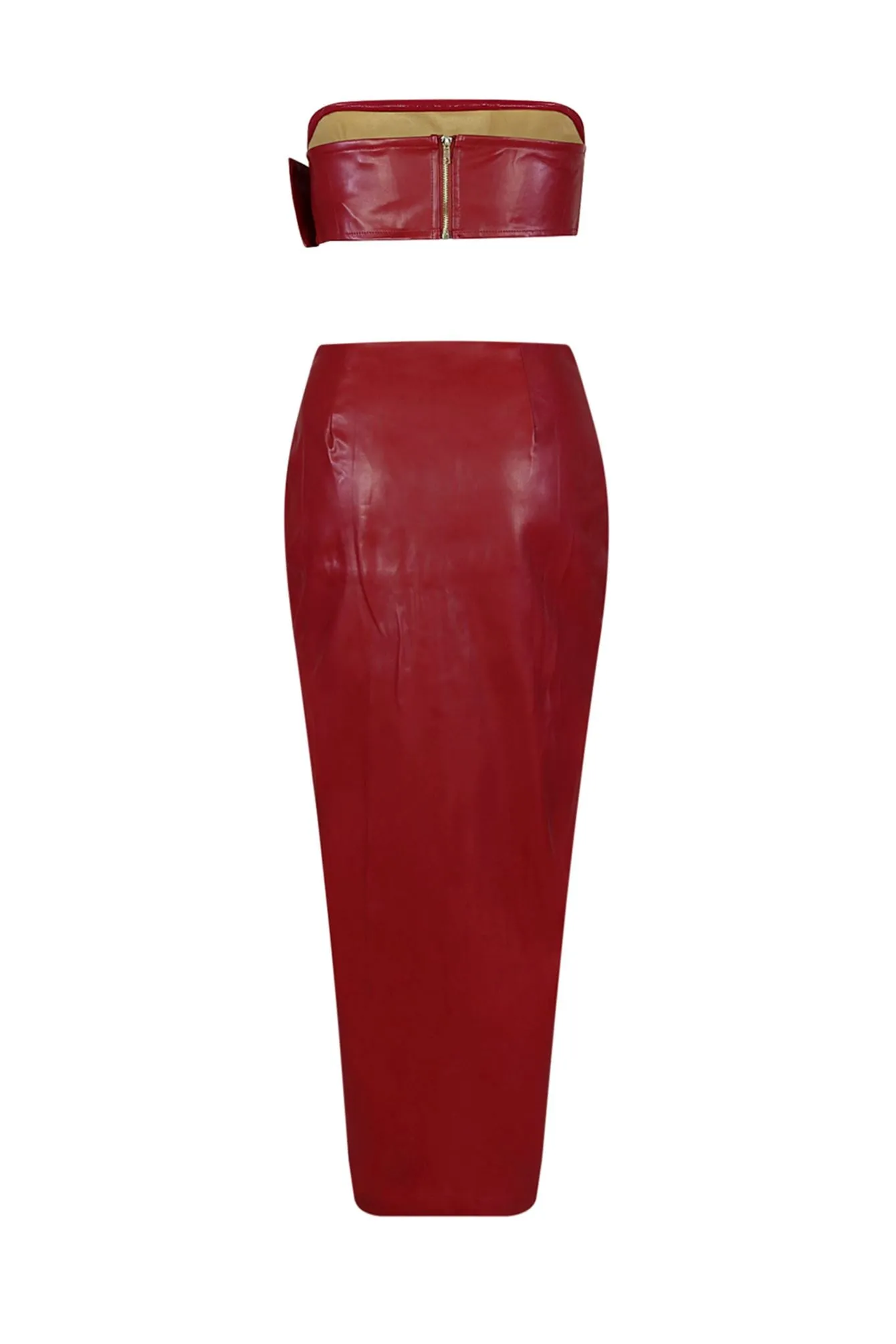 Revenge Faux Leather Tube Top & Skirt SET