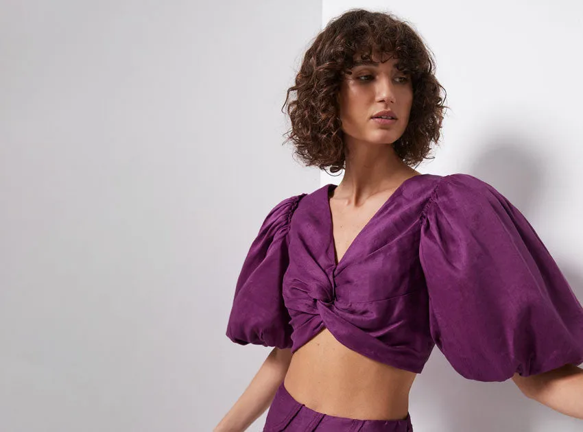 Reverb Puff Sleeve Cropped Top