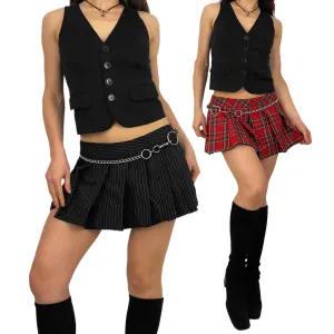 Reversible Pleated Mini Skirt (S)