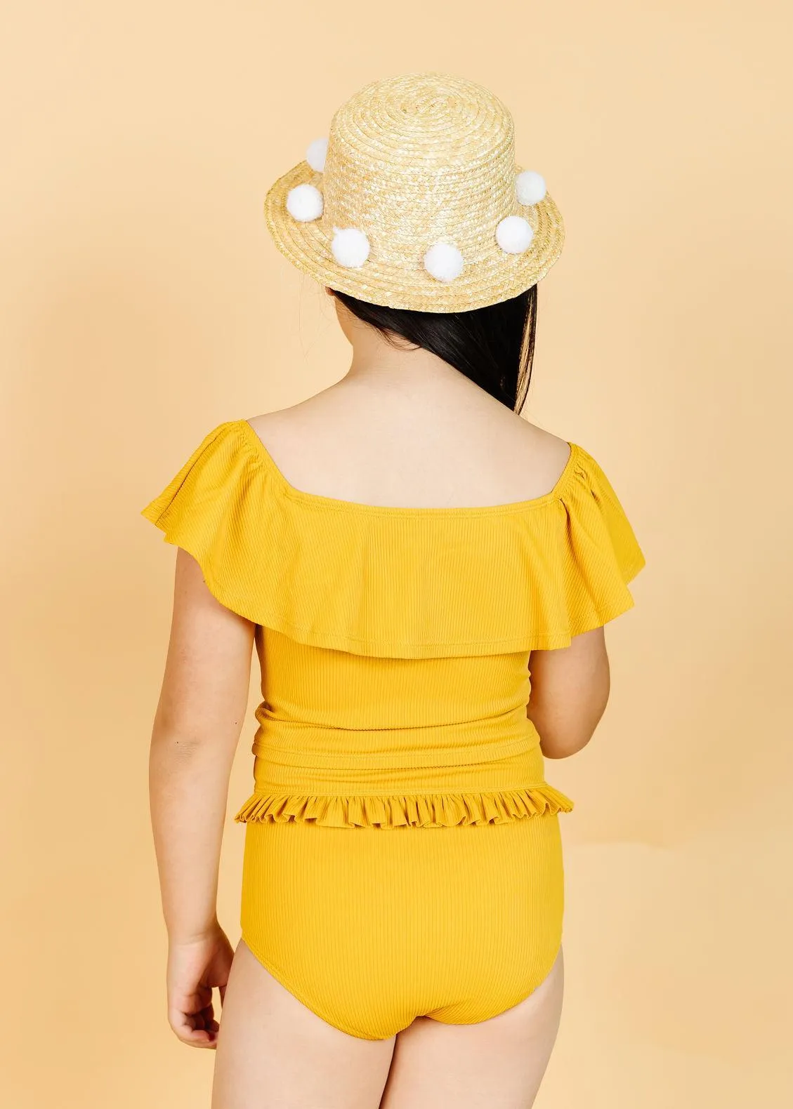 Ribbed Golden | Youth Mid-Ruffle Bottoms