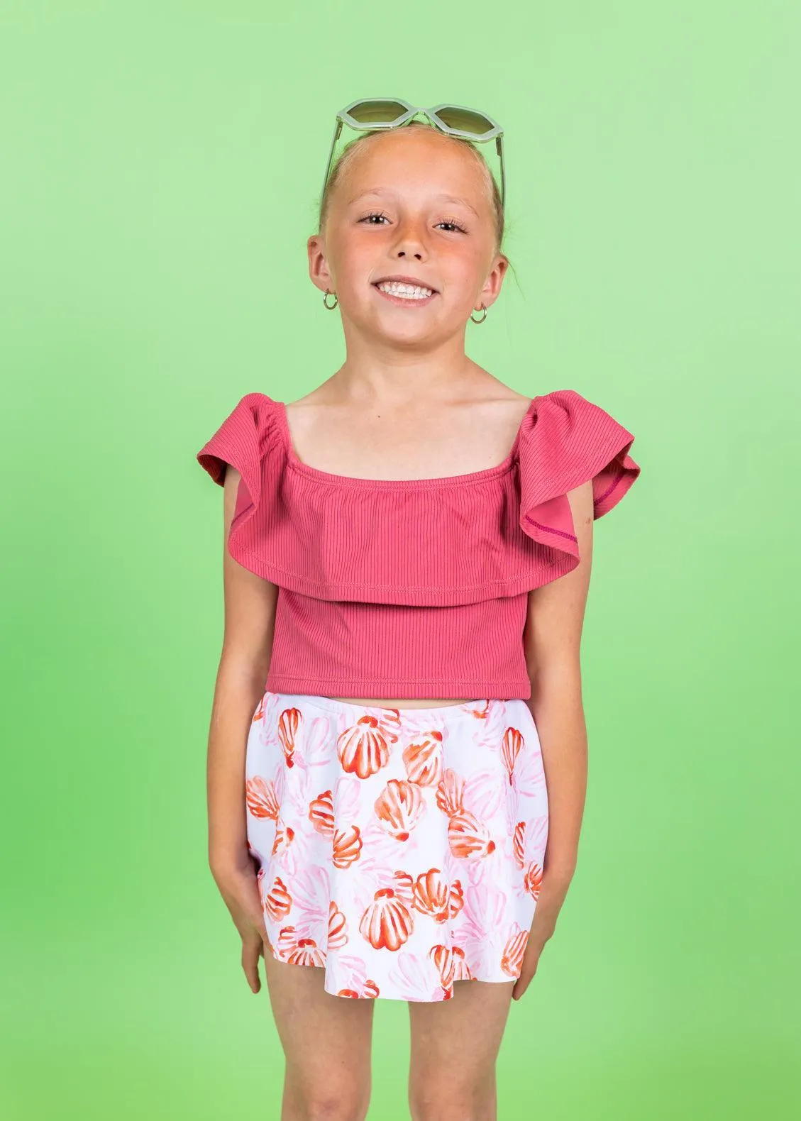 Ribbed Roseate | Mini Ruffled Around Top