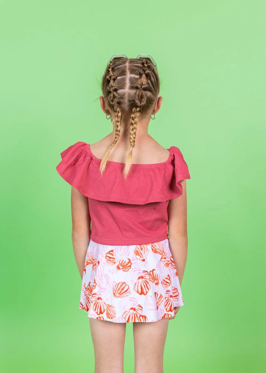 Ribbed Roseate | Mini Ruffled Around Top