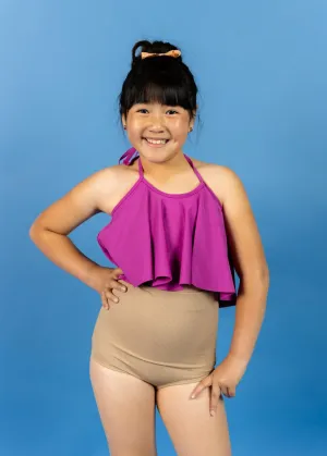 Ribbed Sand Brown | Youth High-Waisted Bottoms