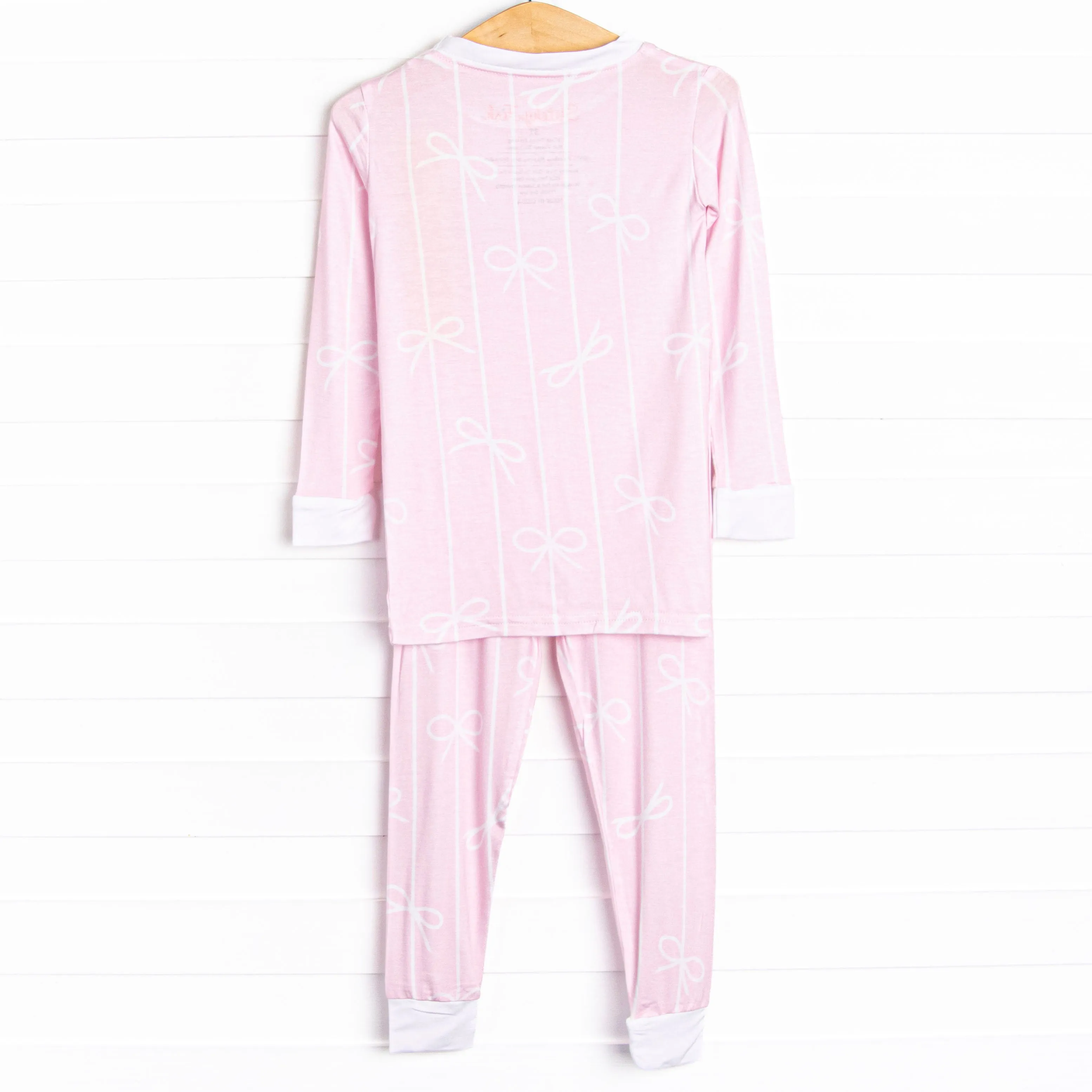 Ribbon Rows Bamboo Pajama Set, Pink