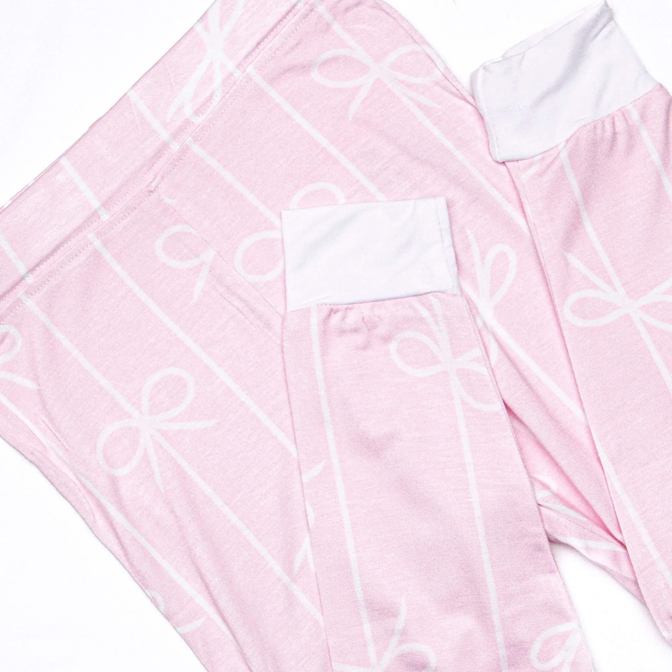 Ribbon Rows Bamboo Pajama Set, Pink