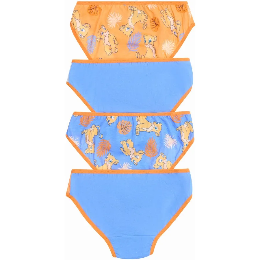 Rio Disney Lion King Girls 4 Pack Brief - Orange & Blue