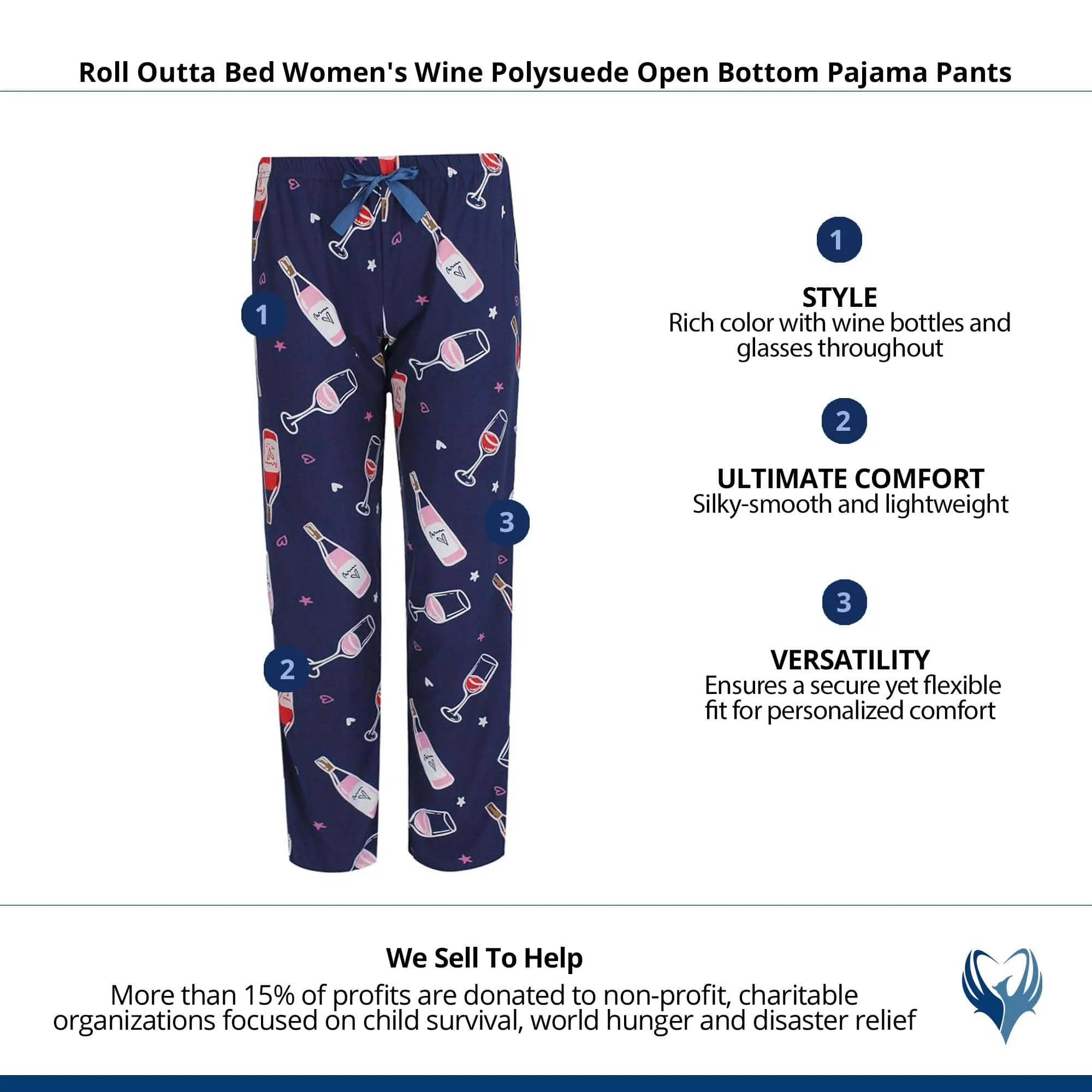 Roll Outta Bed Women's Wine Polysuede Open Bottom Pajama Pants
