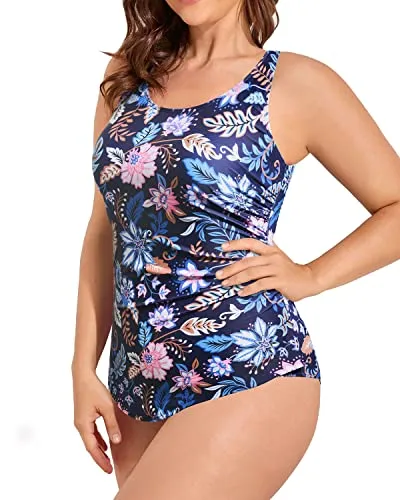 Ruched Backless One Piece Swimsuit for Women Plus Size Sarong Swimwear