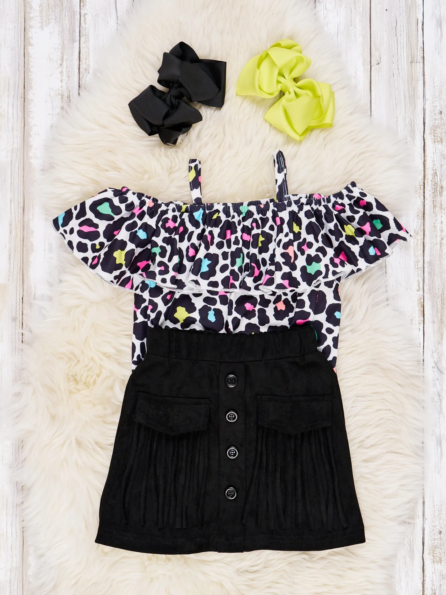Ruffle Off-The-Shoulder Skirt Outfit