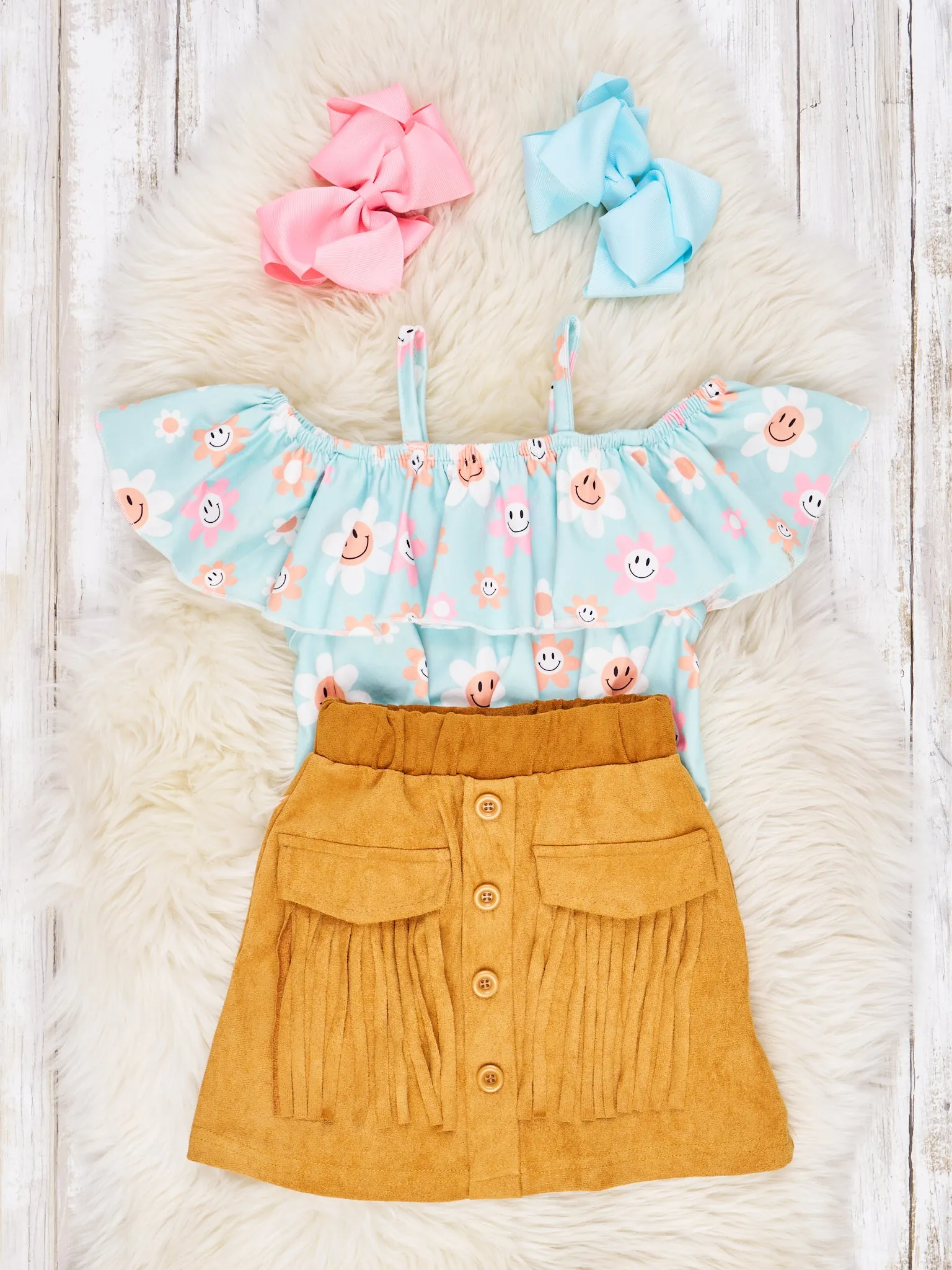 Ruffle Off-The-Shoulder Skirt Outfit