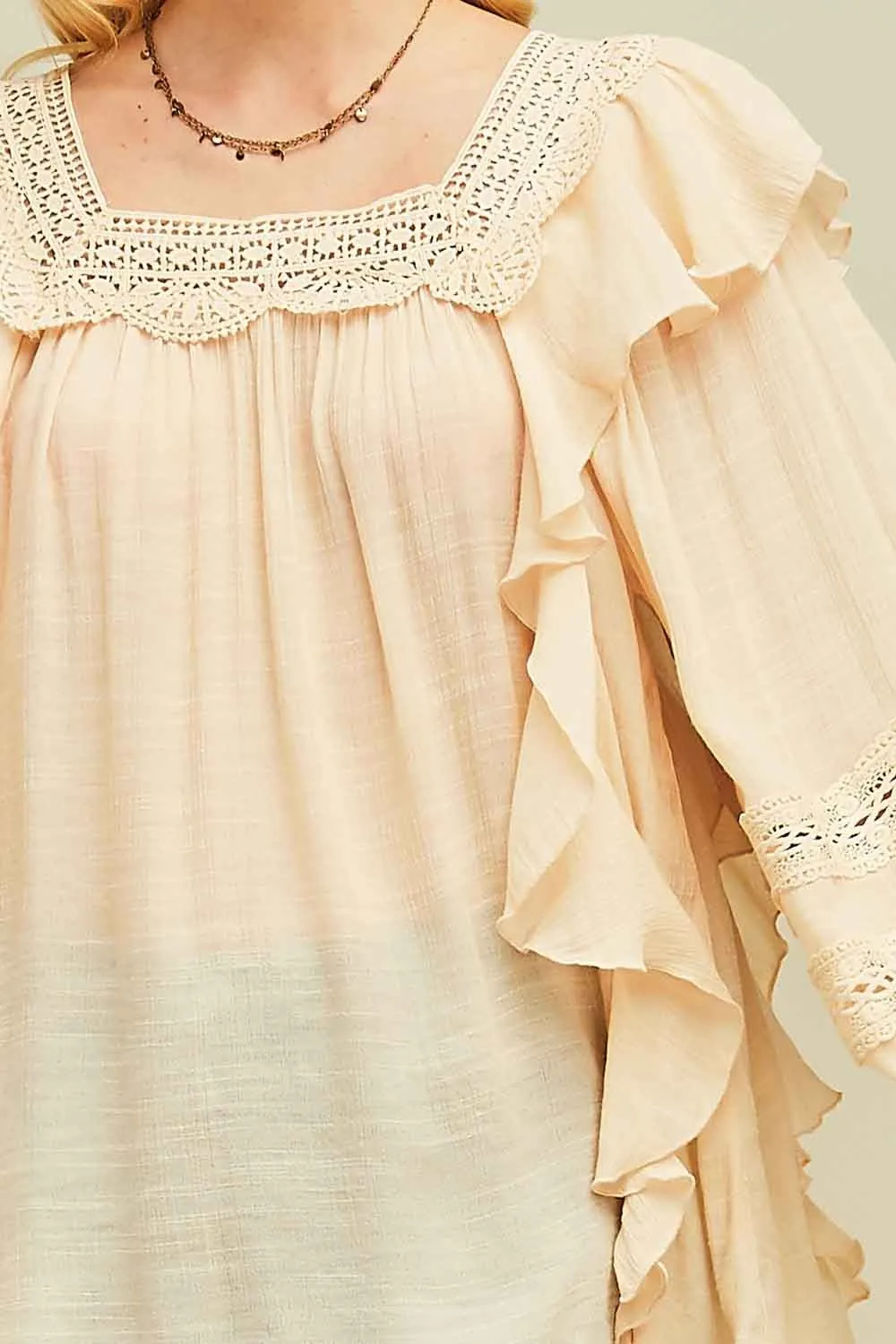 Ruffle Peasant Tunic Top by Entro