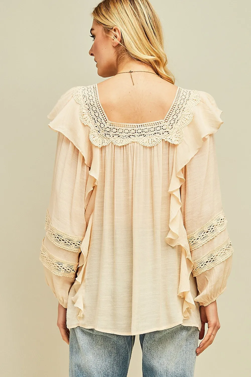 Ruffle Peasant Tunic Top by Entro