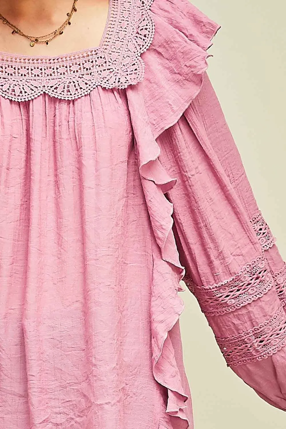 Ruffle Peasant Tunic Top by Entro