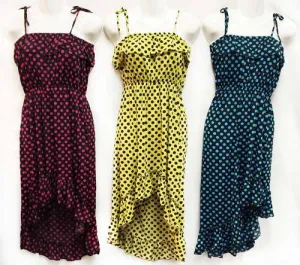 ruffle top high low dresses - polka dots Case of 12