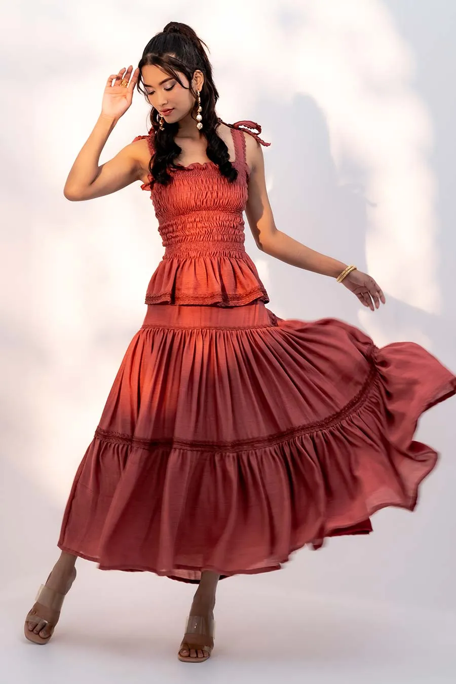 Rust Adelaide Top & Skirt Co-Ord Set