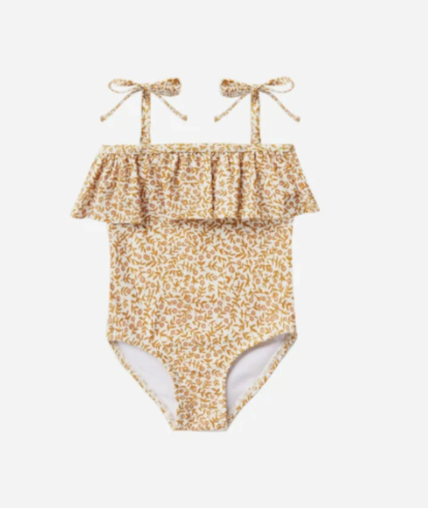 Rylee   Cru Swim Baby to Youth Girls Ruffle Marigold One Piece Swimsuit