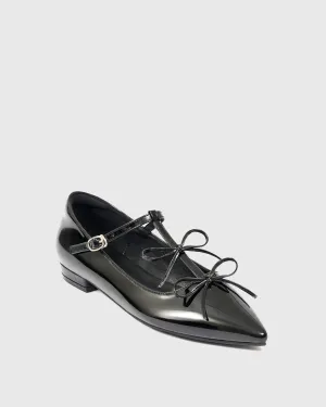 Sadia Twin Bow Mary Jane Flats In Black