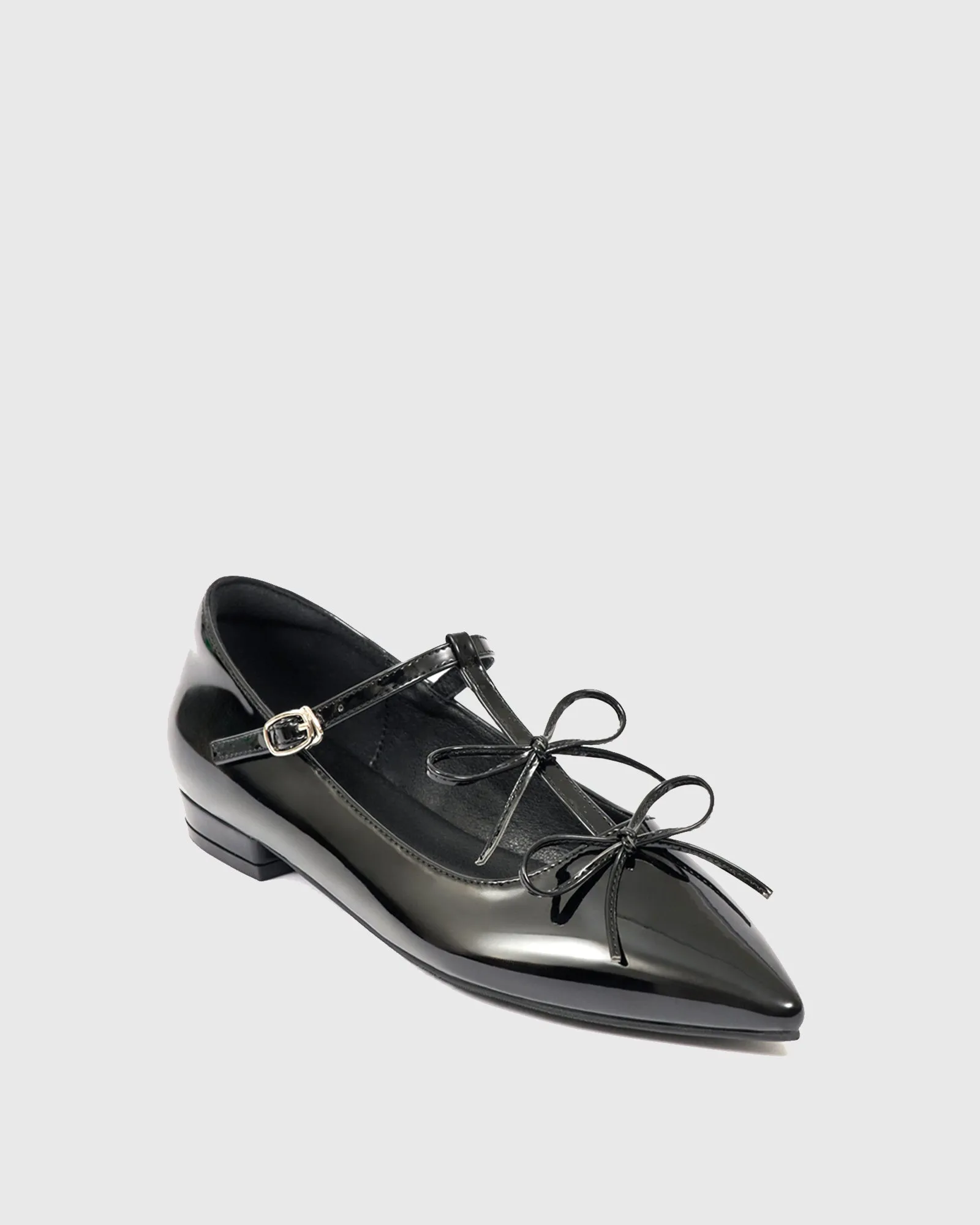 Sadia Twin Bow Mary Jane Flats In Black