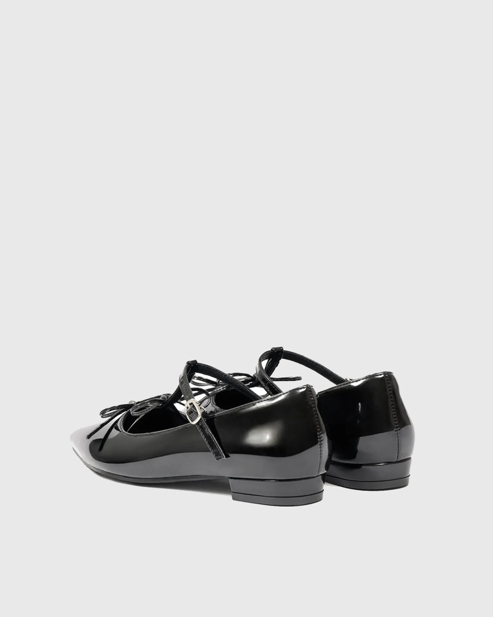Sadia Twin Bow Mary Jane Flats In Black