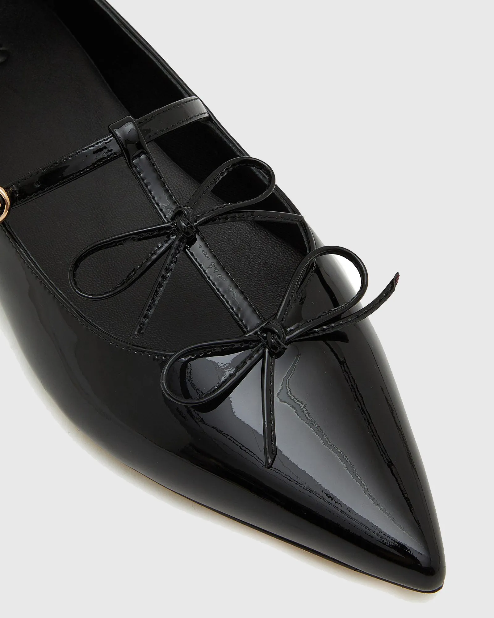 Sadia Twin Bow Mary Jane Flats In Black