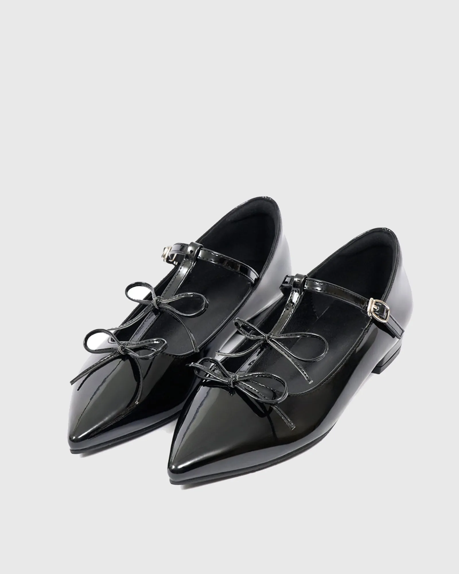 Sadia Twin Bow Mary Jane Flats In Black