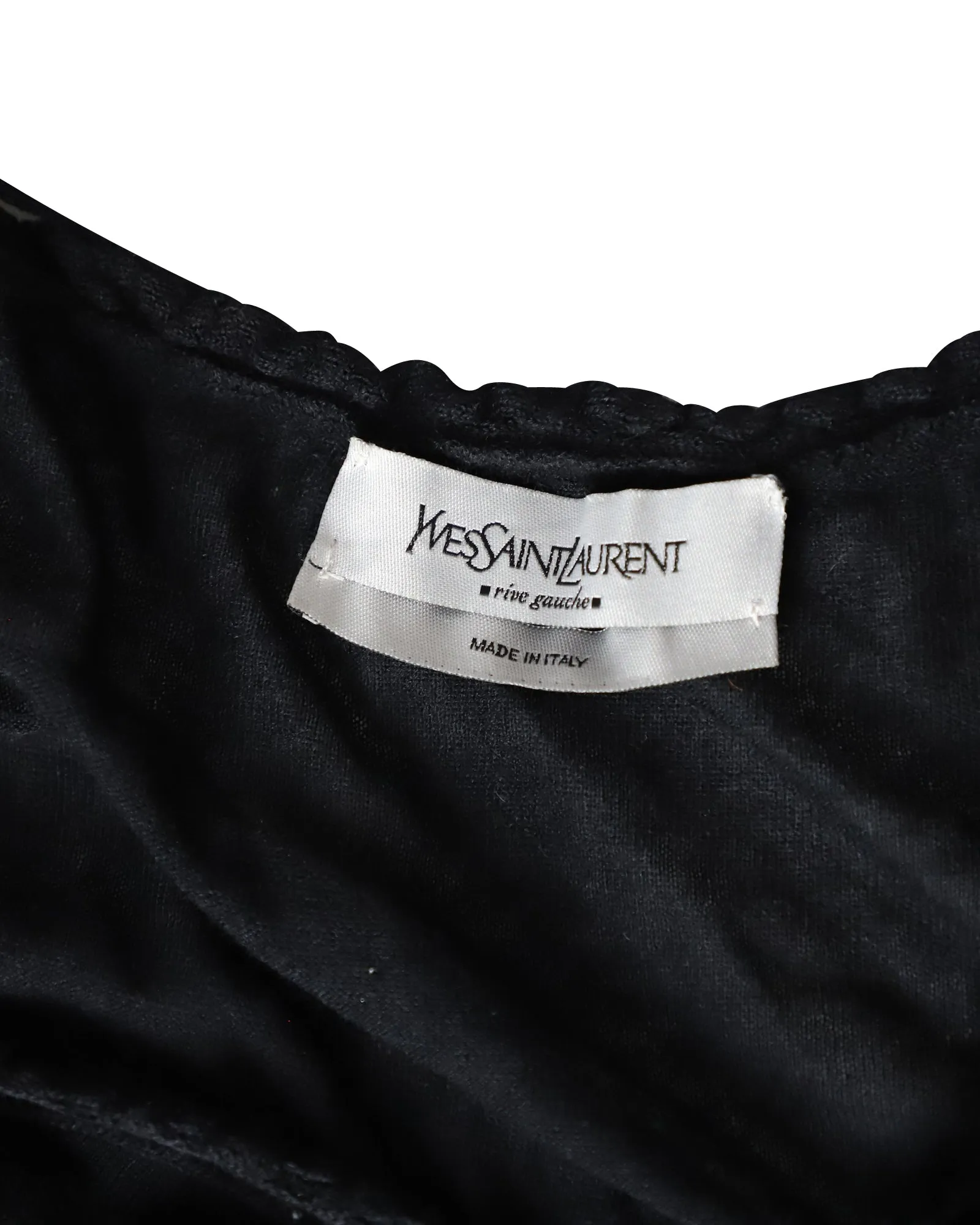 Saint Laurent Distressed Sweetheart Neck Top in Black Acrylic