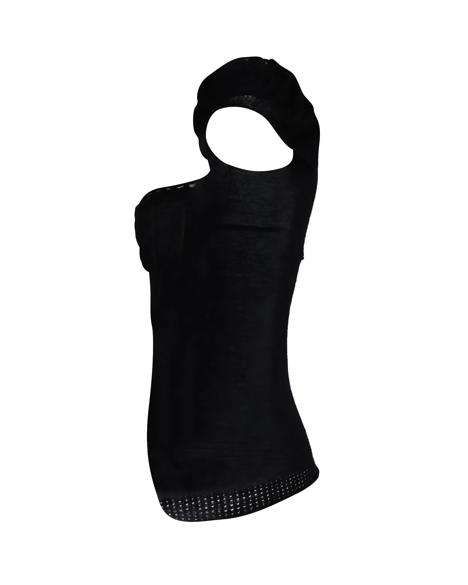 Saint Laurent Distressed Sweetheart Neck Top in Black Acrylic