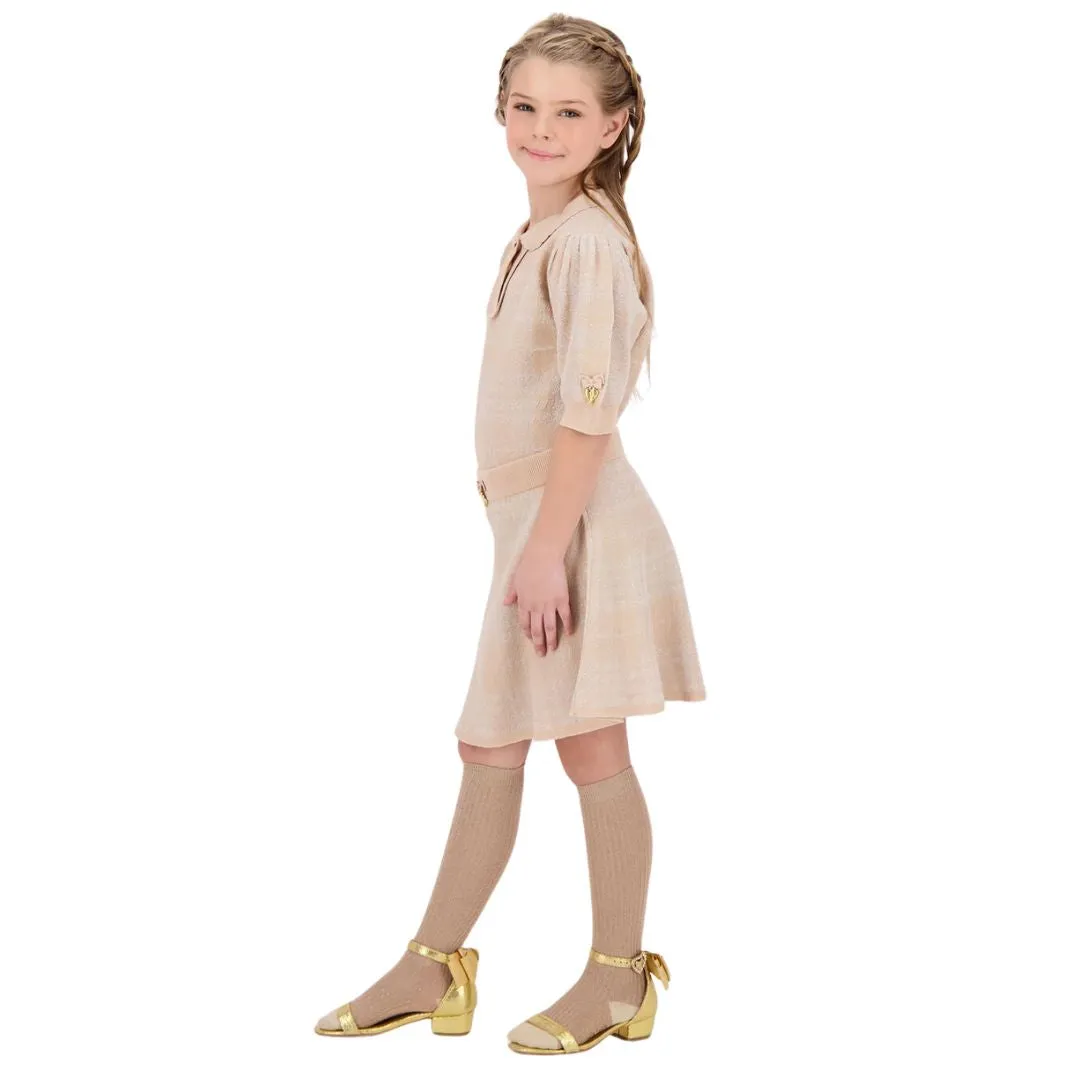 Sand & Silver Glitter Knitted 'Rosina' Skirt & Top