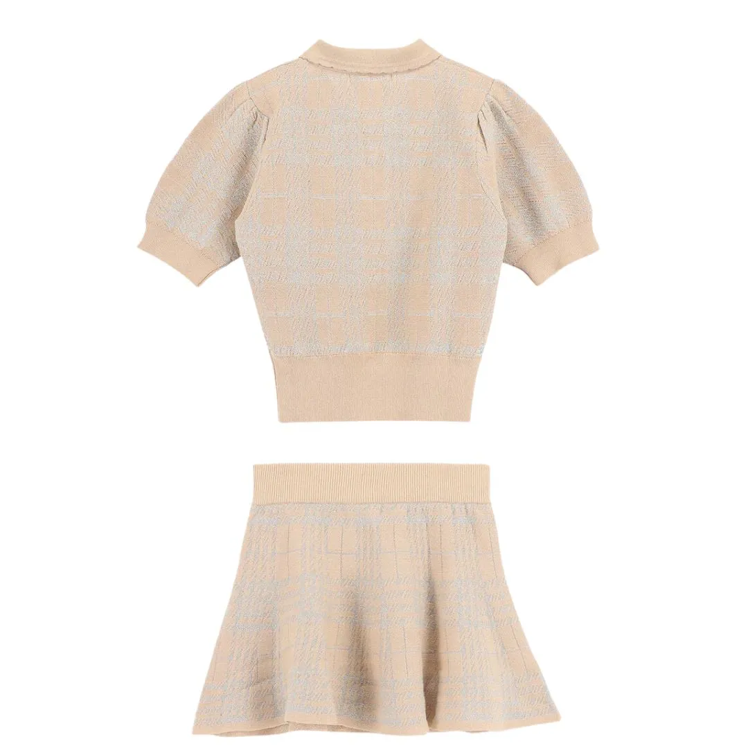 Sand & Silver Glitter Knitted 'Rosina' Skirt & Top