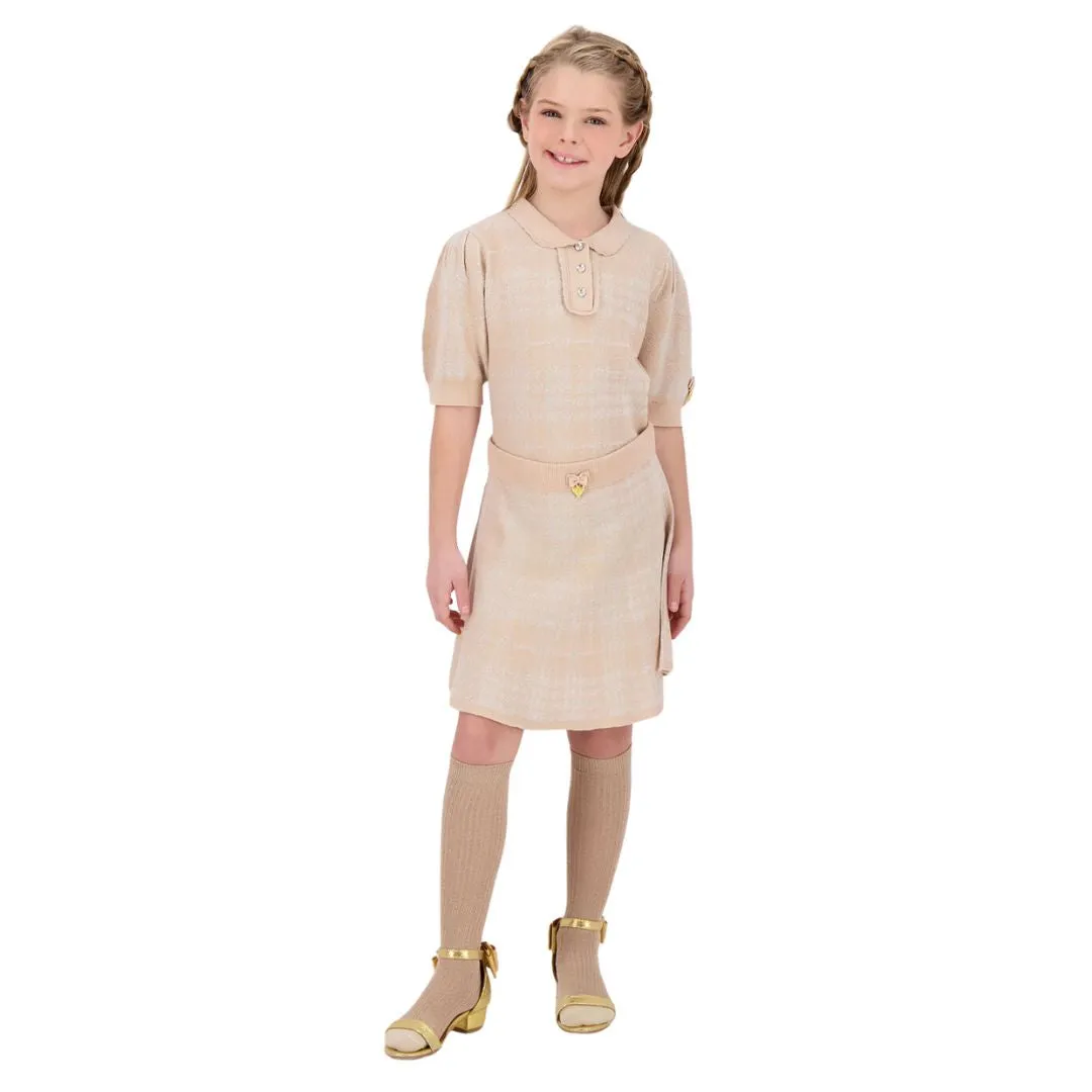 Sand & Silver Glitter Knitted 'Rosina' Skirt & Top