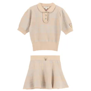 Sand & Silver Glitter Knitted 'Rosina' Skirt & Top