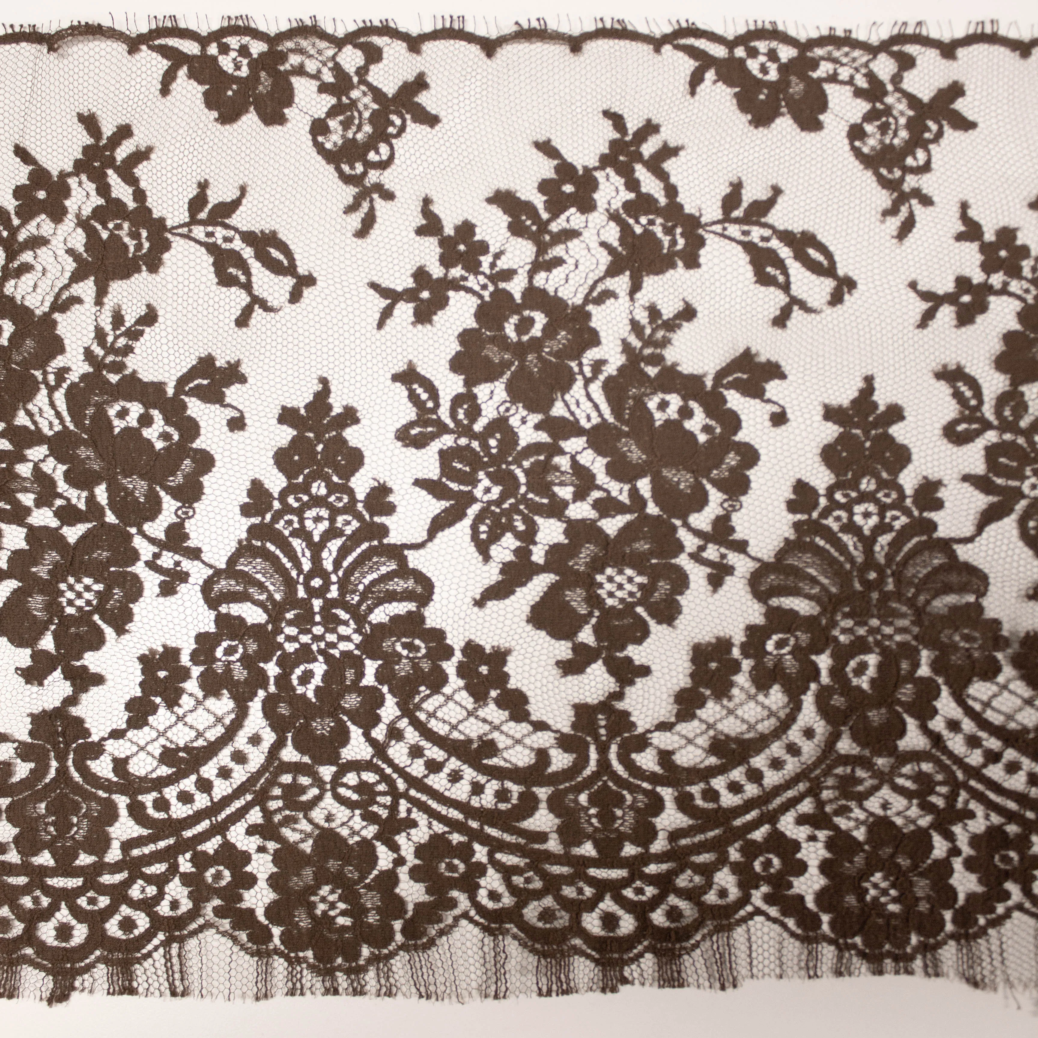 Sary Brown Floral  PolyCotton Lace
