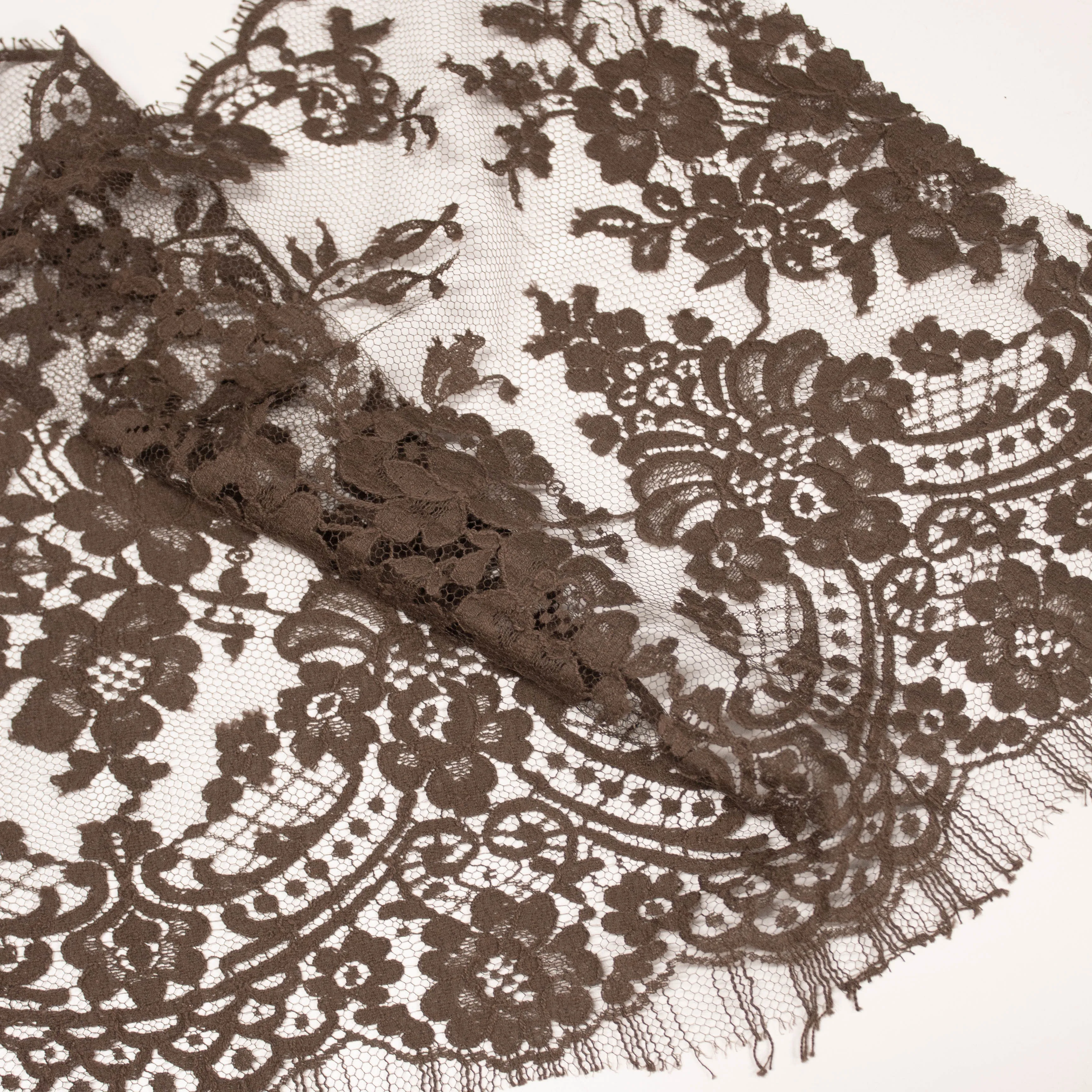 Sary Brown Floral  PolyCotton Lace