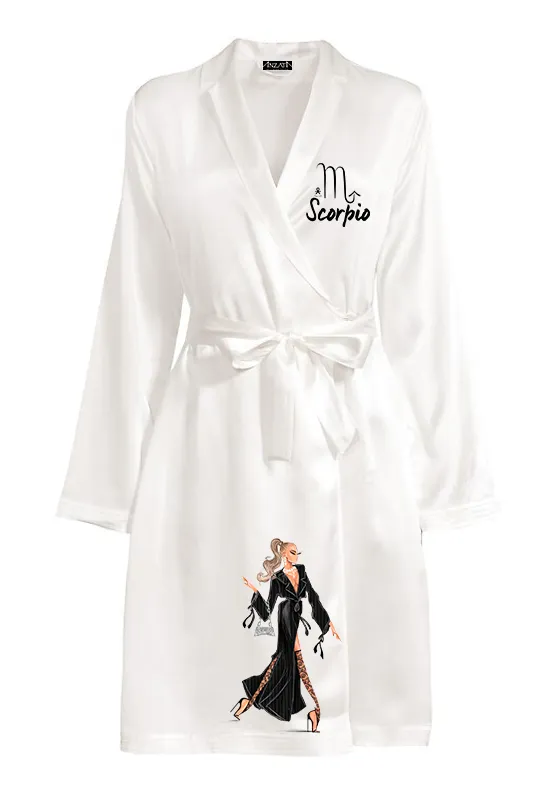 Satin 3/4 ZODIAC Robe - Sassy, Style, Love & Pink