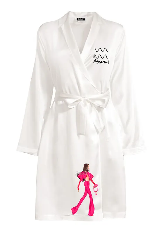 Satin 3/4 ZODIAC Robe - Sassy, Style, Love & Pink