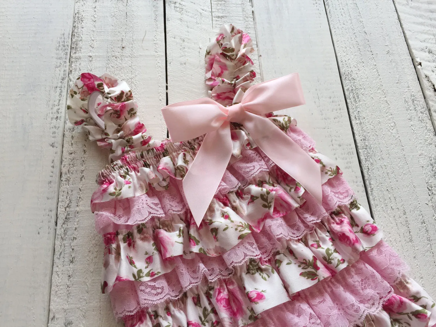 Satin & Lace Petti Romper - Pink and Floral